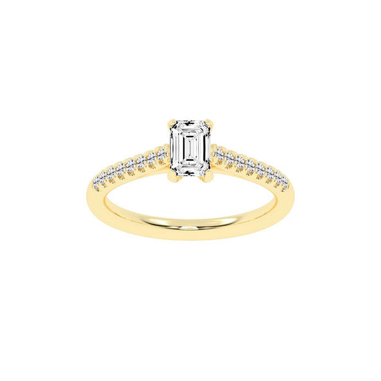 Valovon Shared Prong Round Cut Lab Diamond Ring