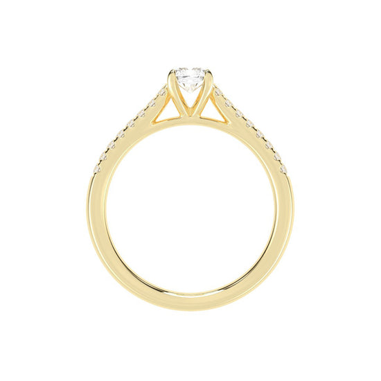 Valovon Shared Prong Round Cut Lab Diamond Ring
