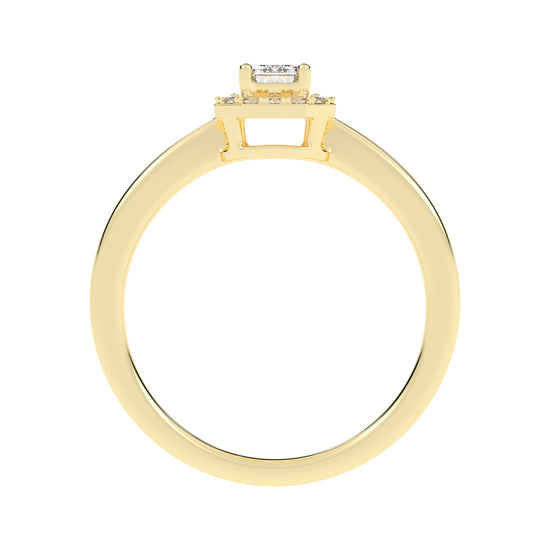 Halotica four prong emerald cut halo lab diamond ring