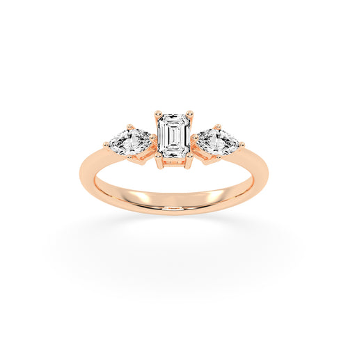 Trivelle classic trilogy emerald cut lab diamond ring