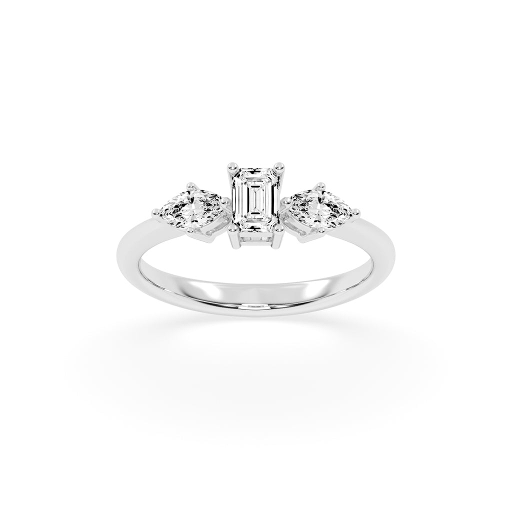 Trivelle classic trilogy emerald cut lab diamond ring