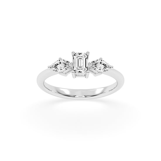 Trivelle classic trilogy emerald cut lab diamond ring