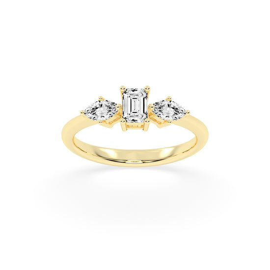 Trivelle classic trilogy emerald cut lab diamond ring