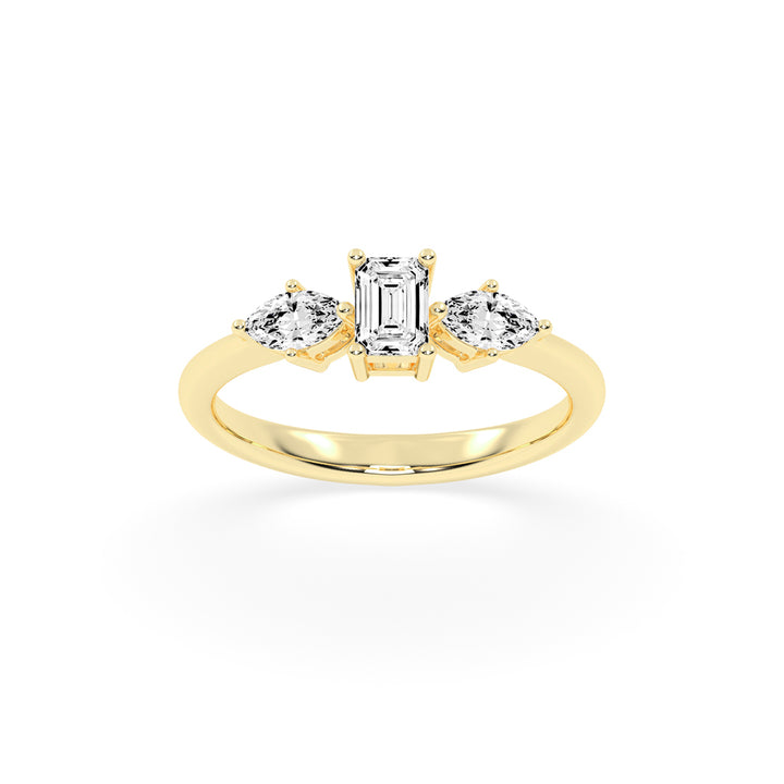 Trivelle classic trilogy emerald cut lab diamond ring