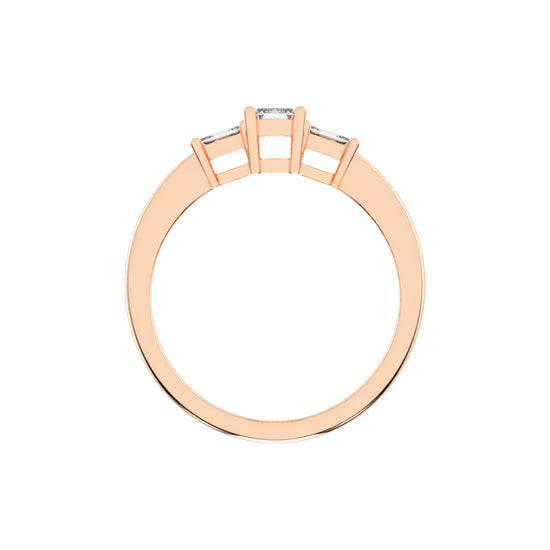 Triamira Emerald Cut Three Stone Lab Diamond Ring