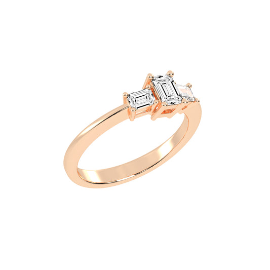Triamira Emerald Cut Three Stone Lab Diamond Ring
