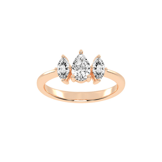 Triadiva Pear Cut Three Stone Lab Diamond Ring