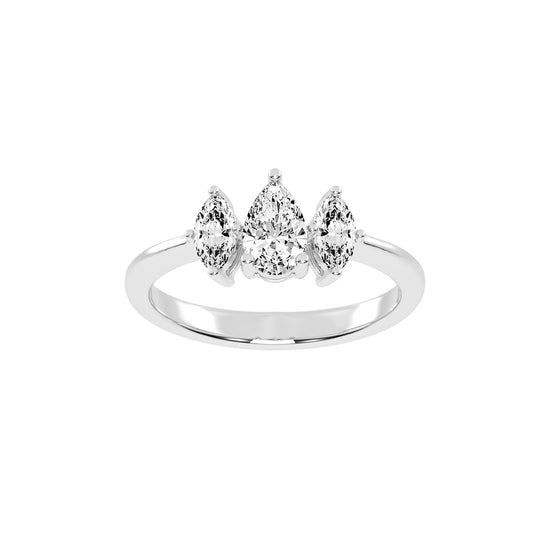 Triadiva Pear Cut Three Stone Lab Diamond Ring