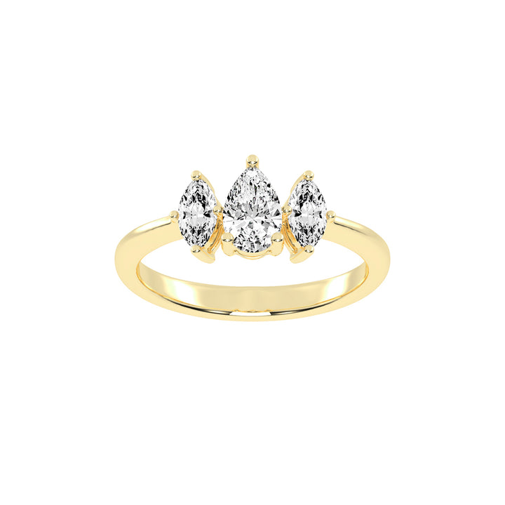 Triadiva Pear Cut Three Stone Lab Diamond Ring