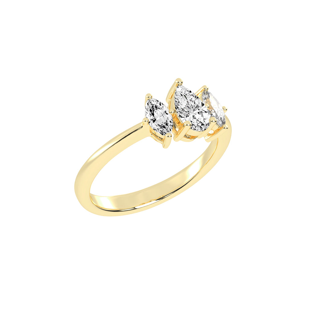 Triadiva Pear Cut Three Stone Lab Diamond Ring