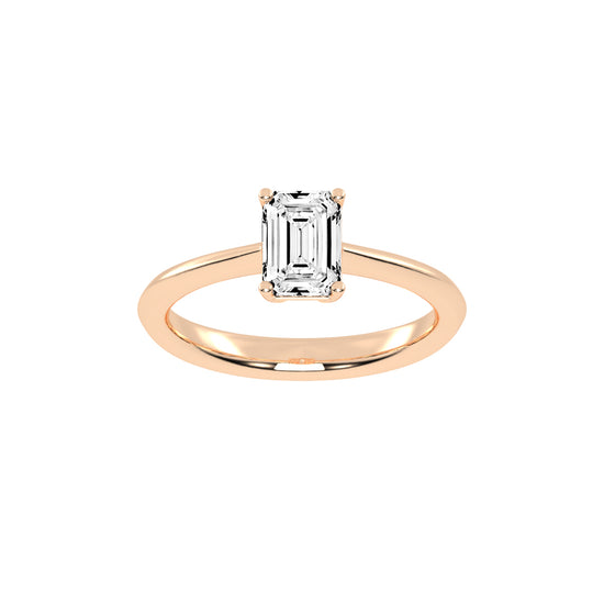 Solione emerald cut solitaire lab diamond ring