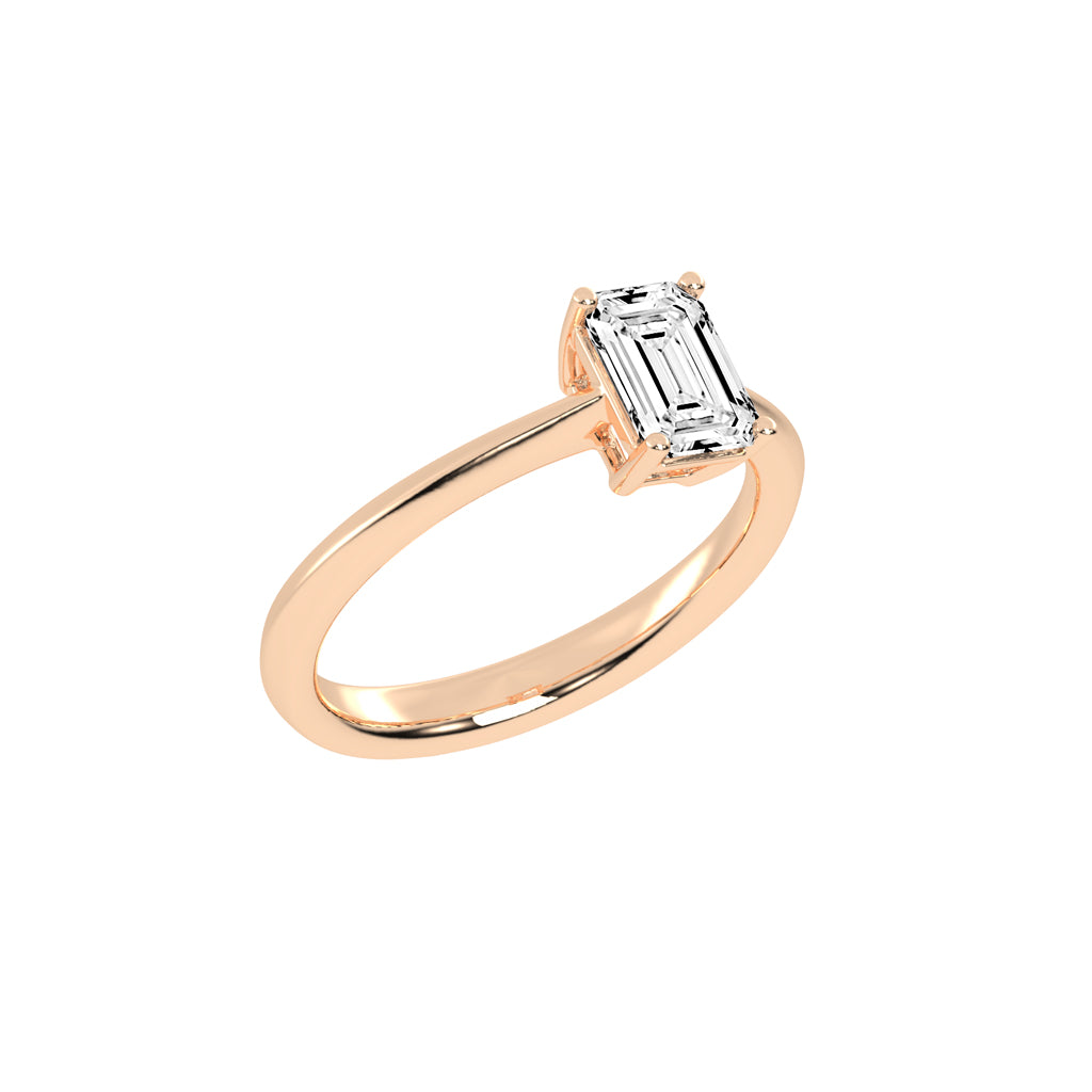 Solione emerald cut solitaire lab diamond ring