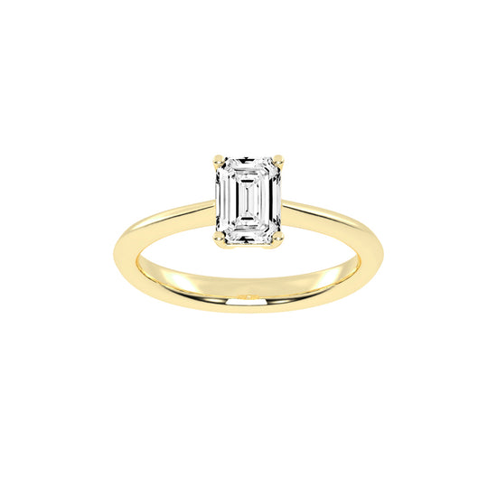 Solione emerald cut solitaire lab diamond ring