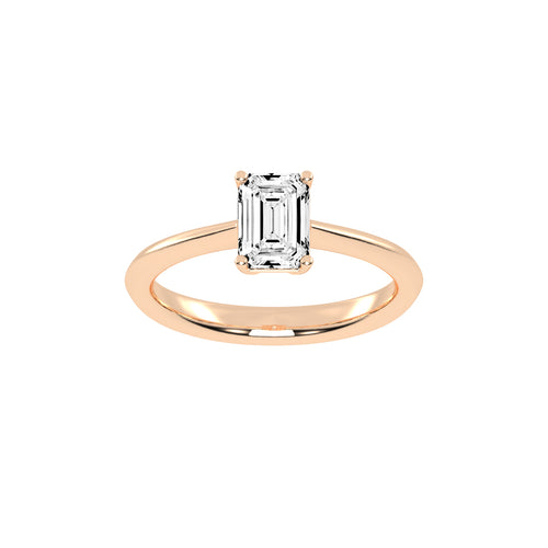 Solione emerald cut solitaire lab diamond ring