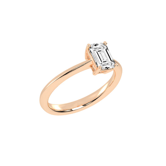 Solione emerald cut solitaire lab diamond ring