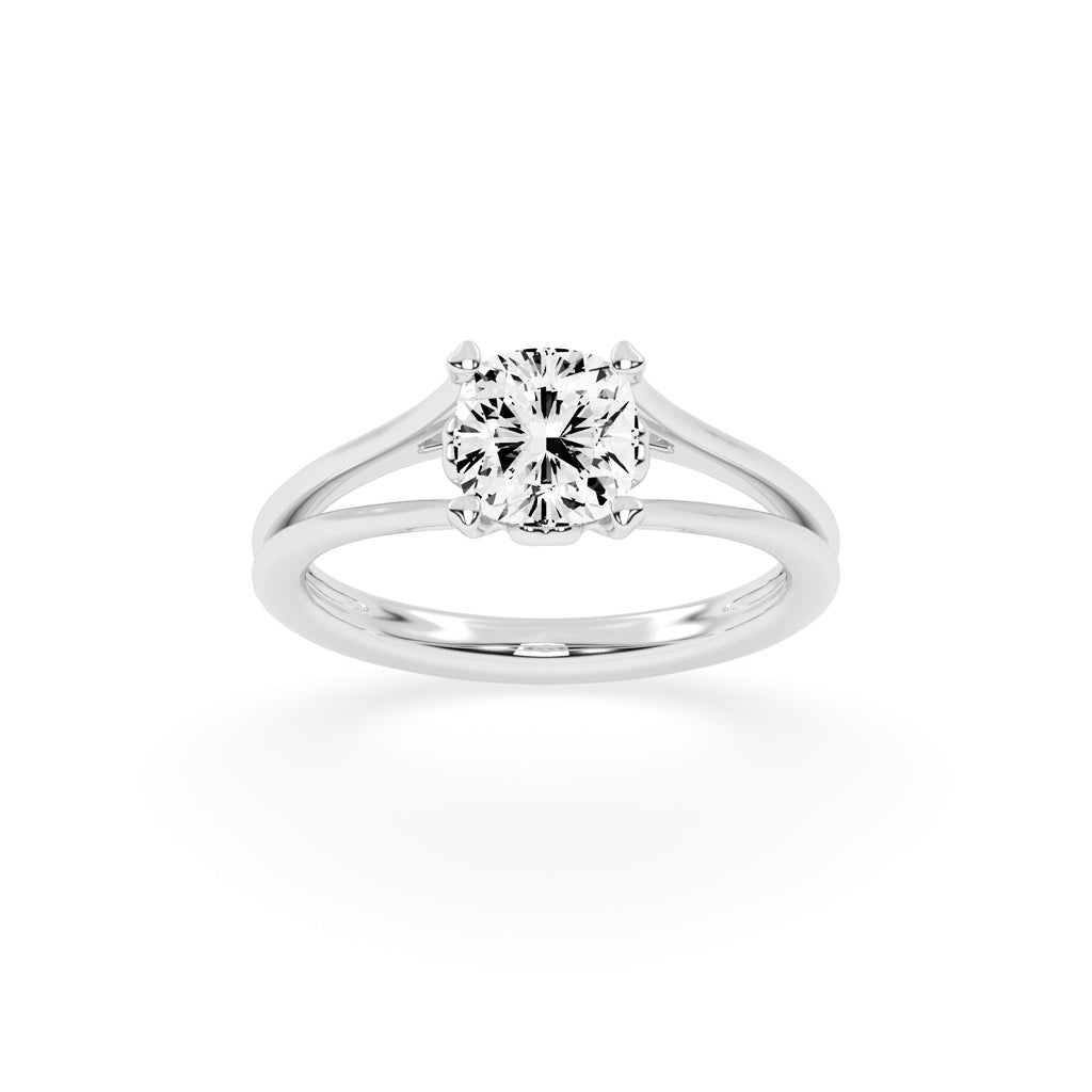 Soltrielle cushion cut solitaire lab diamond ring