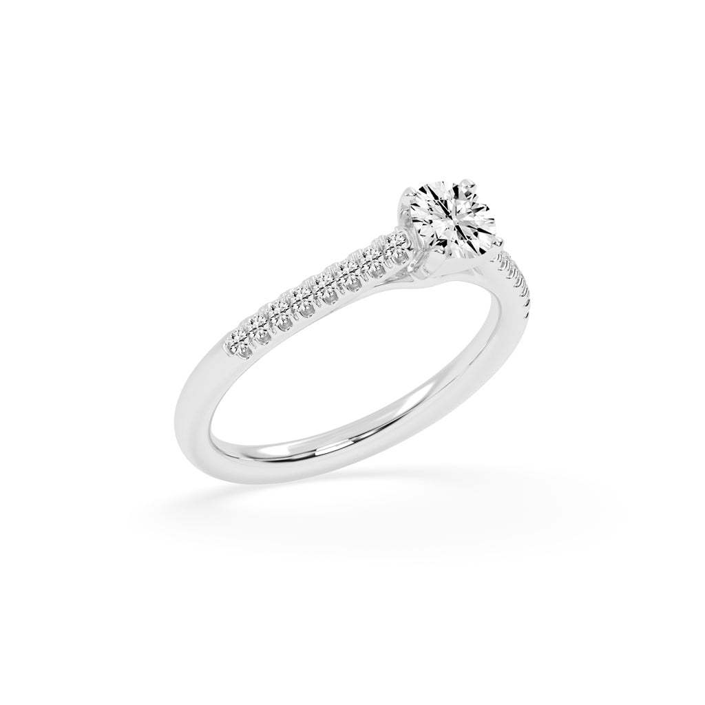 Sidianaire cathedral pear cut side stone lab diamond ring