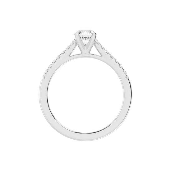 Sidianaire cathedral pear cut side stone lab diamond ring