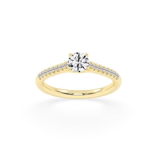 Sidianaire cathedral pear cut side stone lab diamond ring