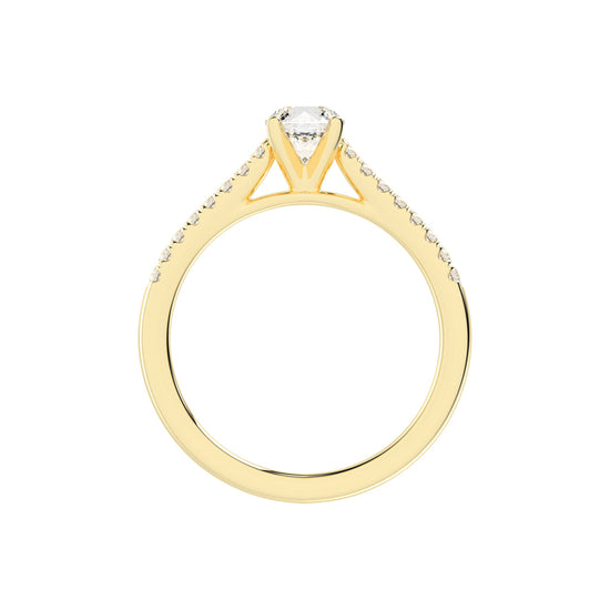 Sidianaire cathedral pear cut side stone lab diamond ring