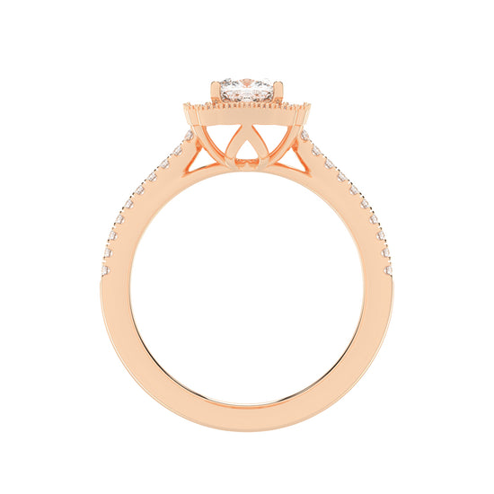Halisira shared prong Cushion cut halo lab diamond ring