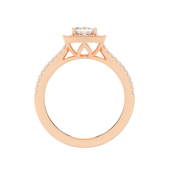 Halisira shared prong Cushion cut halo lab diamond ring