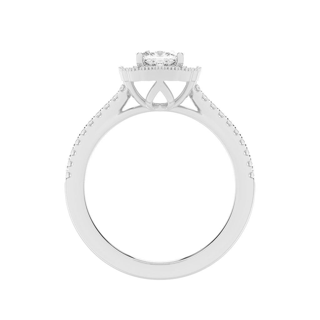 Halisira shared prong Cushion cut halo lab diamond ring