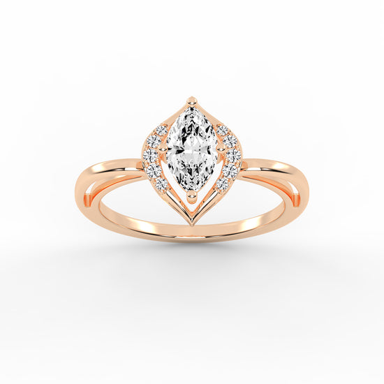Delamira reversed tapred marquise cut delicate lab diamond ring