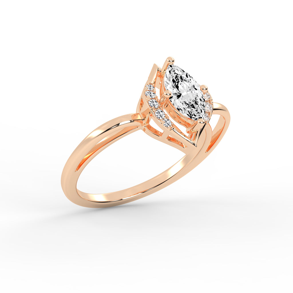 Delamira reversed tapred marquise cut delicate lab diamond ring
