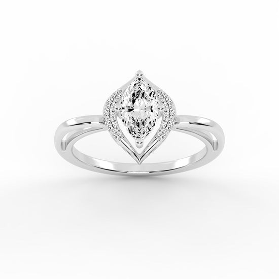 Delamira reversed tapred marquise cut delicate lab diamond ring