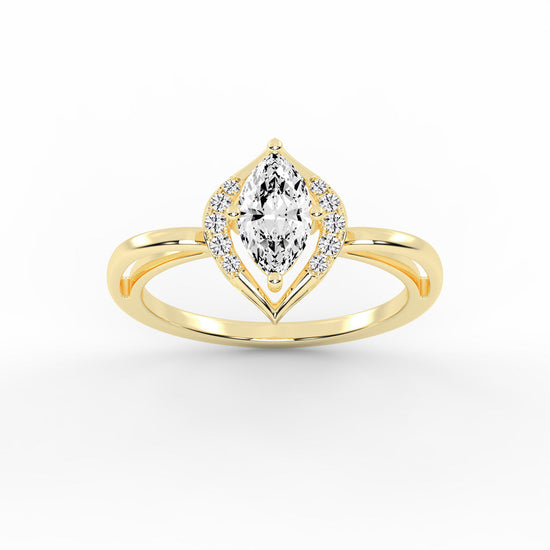 Delamira reversed tapred marquise cut delicate lab diamond ring