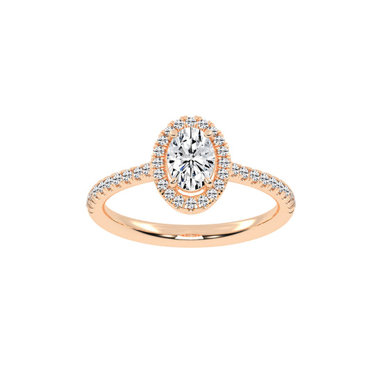 Halireva oval cut halo lab diamond ring