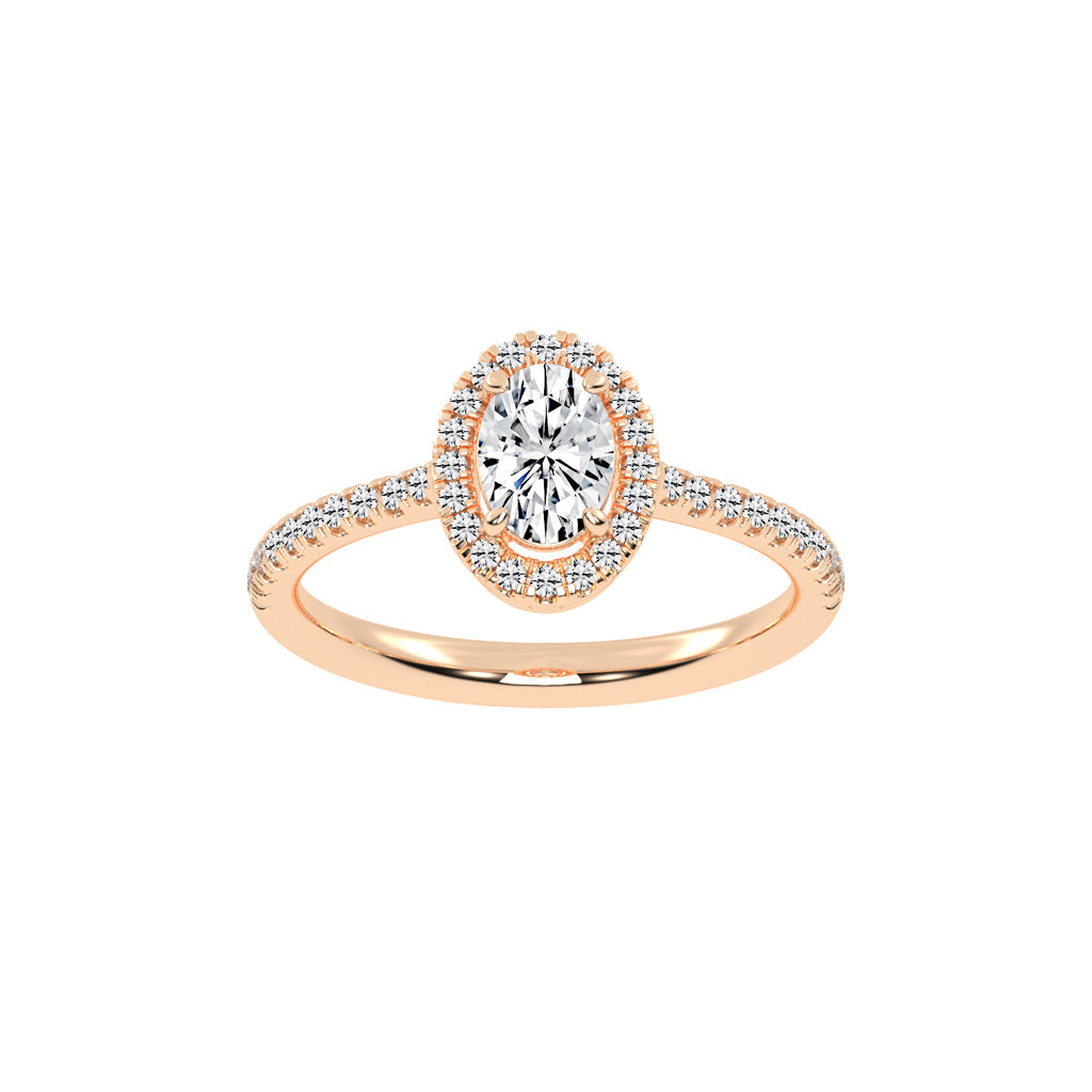Halireva oval cut halo lab diamond ring