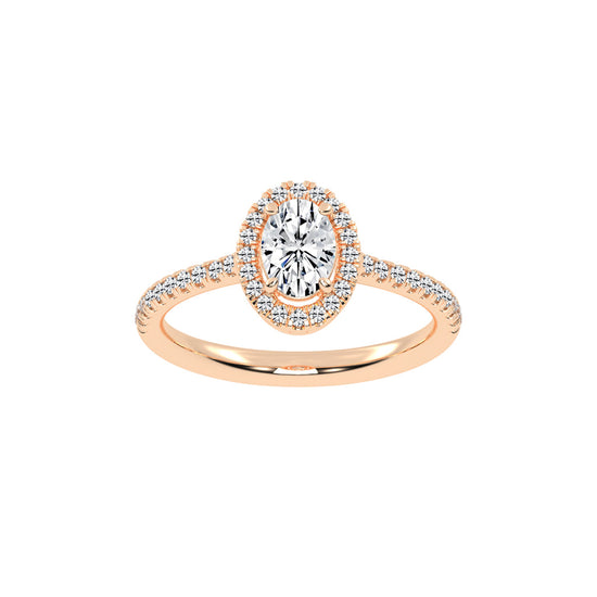 Halireva oval cut halo lab diamond ring