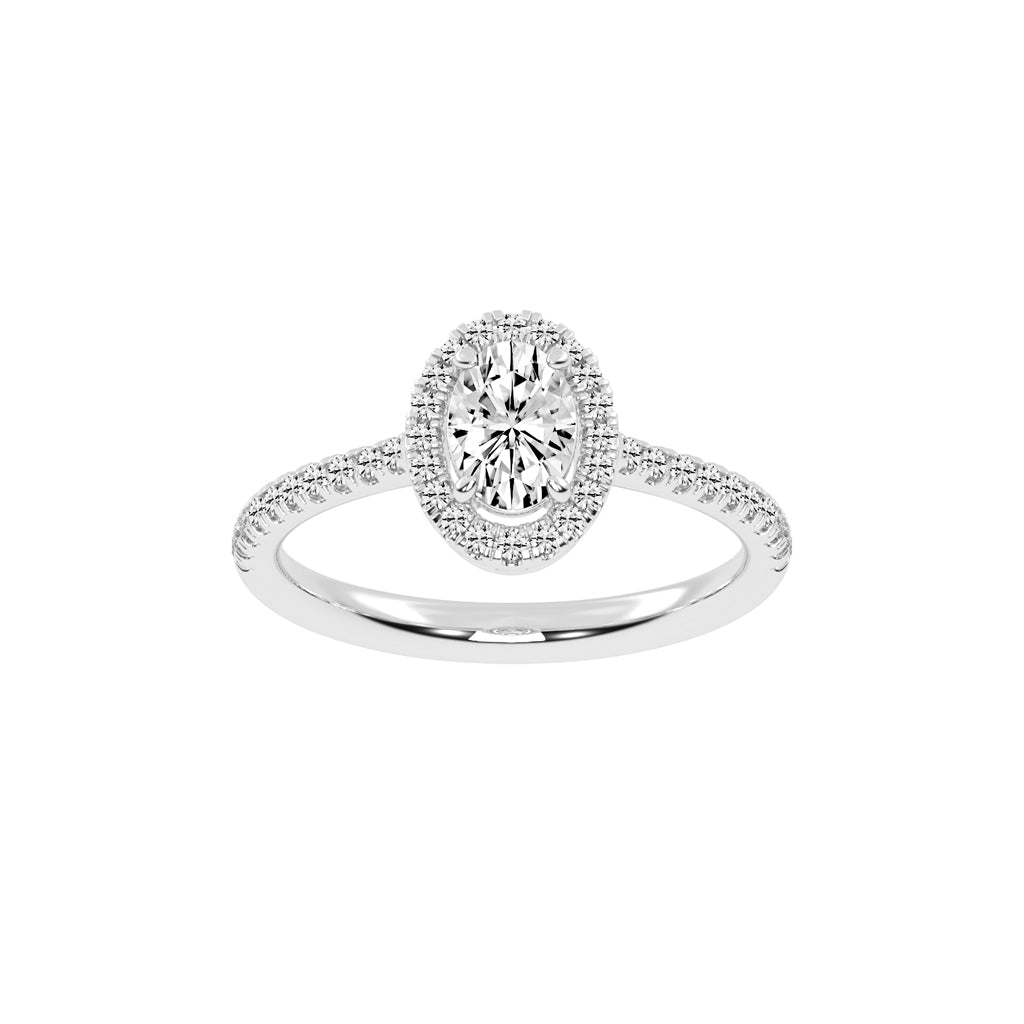 Halireva oval cut halo lab diamond ring