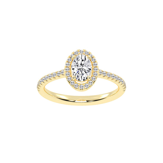 Halireva oval cut halo lab diamond ring