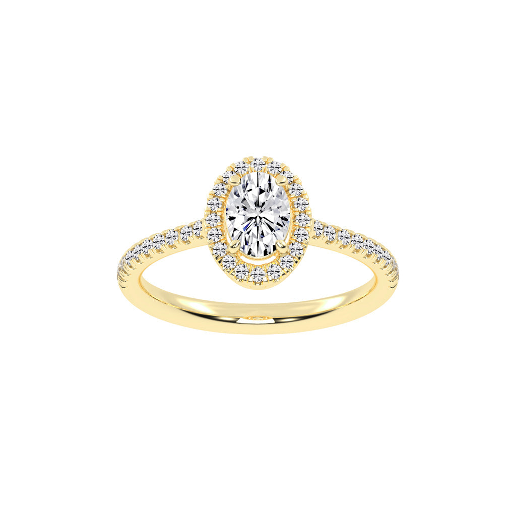 Halireva oval cut halo lab diamond ring