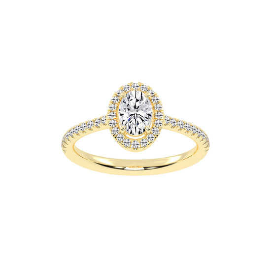 Halireva oval cut halo lab diamond ring