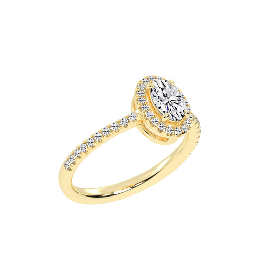 Halireva oval cut halo lab diamond ring