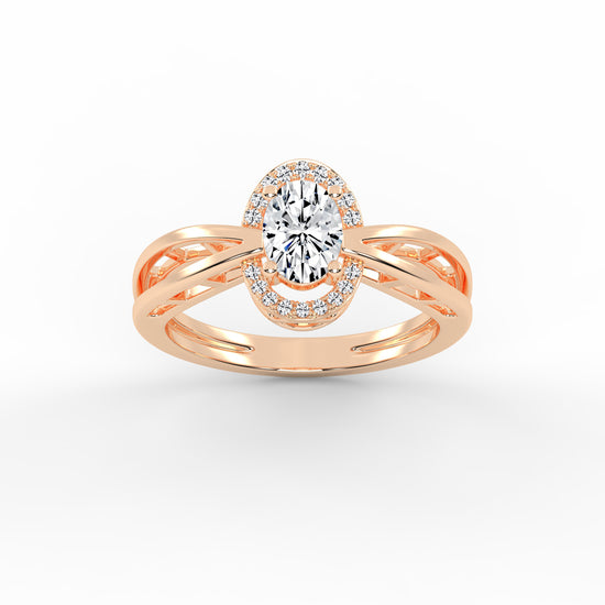 Halicress Split shank oval cut halo lab diamond ring