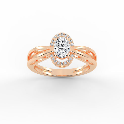 Halicress Split shank oval cut halo lab diamond ring