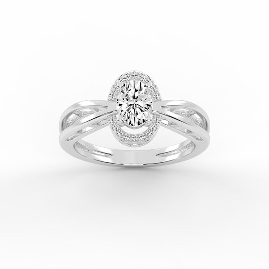 Halicress Split shank oval cut halo lab diamond ring