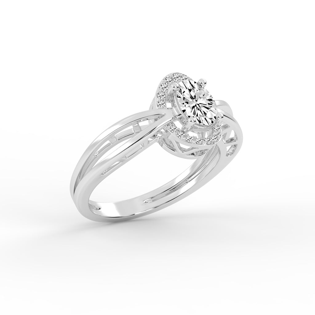 Halicress Split shank oval cut halo lab diamond ring