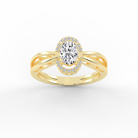Halicress Split shank oval cut halo lab diamond ring