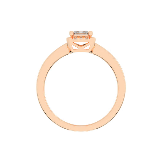 Solterixa reversed tapred princess cut lab dimaond ring