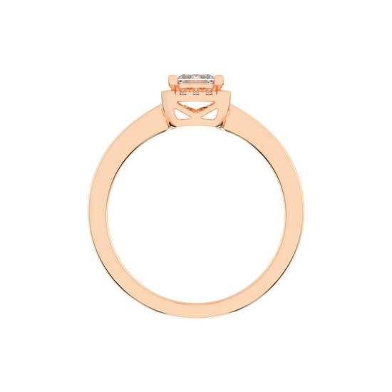 Solterixa reversed tapred princess cut lab dimaond ring