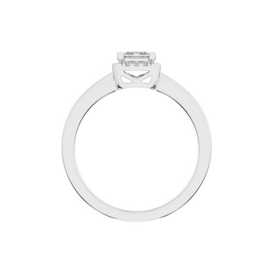 Solterixa reversed tapred princess cut lab dimaond ring