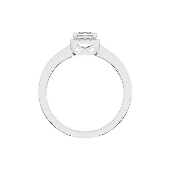 Solterixa reversed tapred princess cut lab dimaond ring