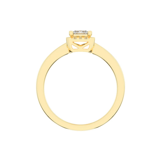 Solterixa reversed tapred princess cut lab dimaond ring