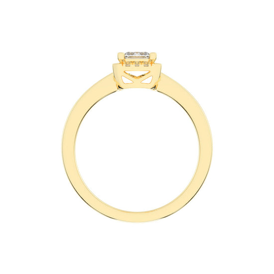 Solterixa reversed tapred princess cut lab dimaond ring